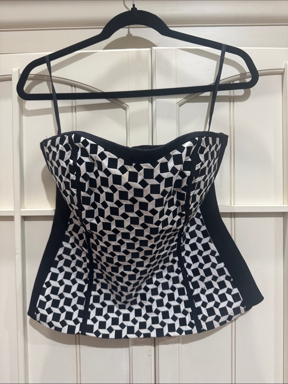 White House Black Market Black & White Geometric Bustier Camisole